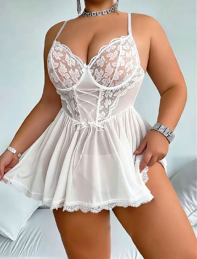 Big Size Likralı Gecelik PNK 13131